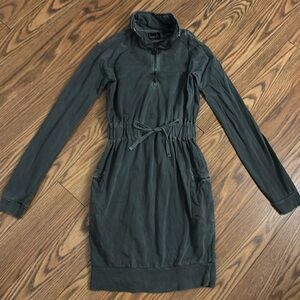 Kersh Long Sleeve Sweatshirt Dress Zip Cargo Mini Tie Waist Medium